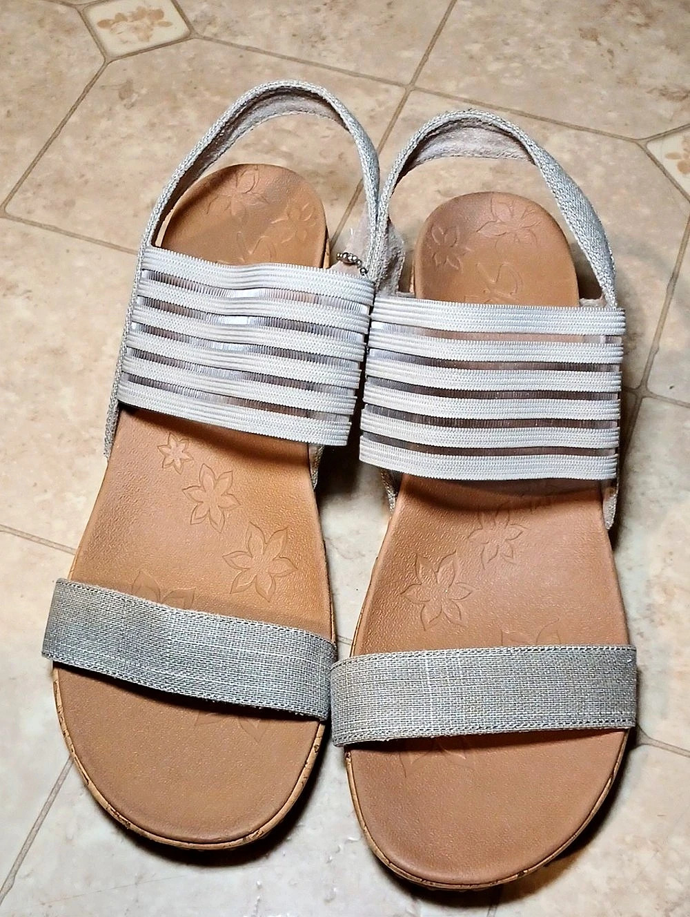 Skechers Beverlee High Tea Sling Back Stretch Wedge Sandals 9